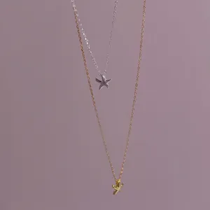 925 Sterling Silver Starfish Pendant Necklace For Women Gold Silver Plated Sea Life Minimalist Clavicle Chain Jewelry Gift