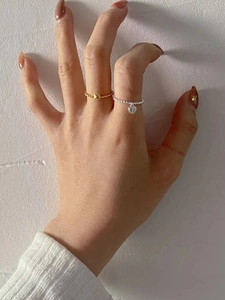 Minimalist 925 sterling silver twist rope ring with heart pendant for women