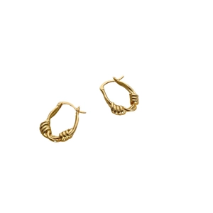Créoles minimalistes en argent S925 avec design de nœud tissé doré pour femmes