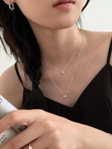 Detail of 925 sterling silver layered necklace set with starfish and shell pendants