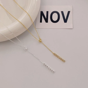 925 Sterling Silver Y Shaped Necklace For Women Minimalist Row Rhinestone Bar Pendant Clavicle Chain Fashion Jewelry Gift