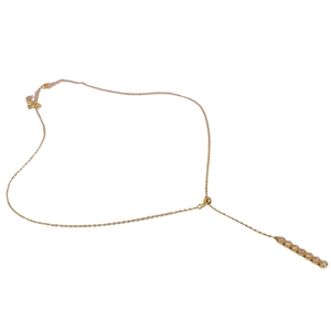 Elegant 925 sterling silver gold-plated Y-necklace with vertical CZ diamond pendant charm