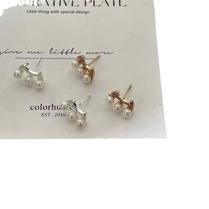 925 Sterling Silver Pearl Stud Earring Set with Zirconia stones in Gold and Silver finish