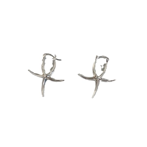 925 sterling silver starfish earrings with avant-garde star design and mirror finish