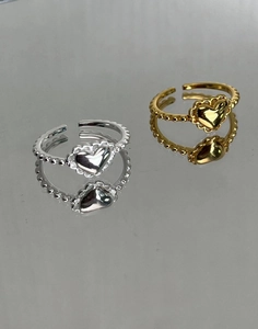 Minimalist S925 sterling silver heart rings in gold and silver with bead band