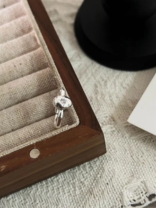 Minimalist 925 sterling silver hexagram open ring with lava texture and zircon stone