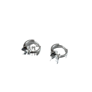 Minimalist S925 sterling silver irregular hoop earrings with heart charms and reflection