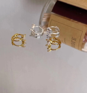 Exquises créoles en argent sterling S925 or et argent avec pavé de zircons coupe baguette