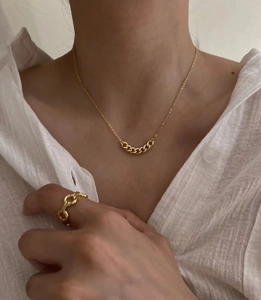 Set collana e anello coordinati in argento 925 dorato con catena minimalista