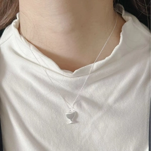 Minimalist S925 sterling silver necklace with wine glass pendant for elegant women