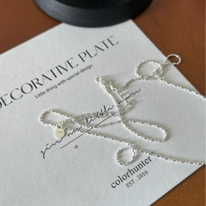 S925 sterling silver bead chain necklace with lobster clasp on decorative card