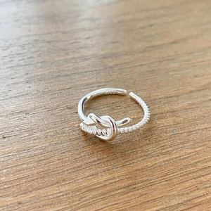 S925 Sterling Silver Knot Twist Open Ring For Women Minimalist Adjustable Korean Style Ins Fashion Jewelry Gold Silver Plated