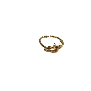 Minimalist gold knotted twist open ring with a sleek polished finish for women