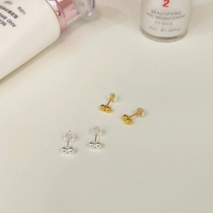 Handmade 925 sterling silver bean stud earrings in gold and silver minimalist finishes