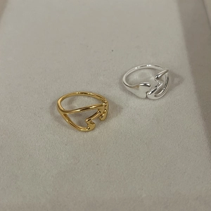 S925 Sterling Silver Hollow Heart Ring For Women Minimalist ins Style Adjustable Open Peach Heart Finger Ring Jewelry