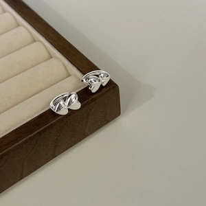 S925 Sterling Silver Double Heart Stud Earrings For Women Cute Minimalist Gold Silver Plated Korean Fashion Jewelry Accessories