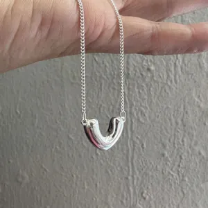 Minimalist 925 Sterling Silver U-Shape Pendant Necklace For Women Elegant Bean Design Korean Style Fashion Jewelry Gift