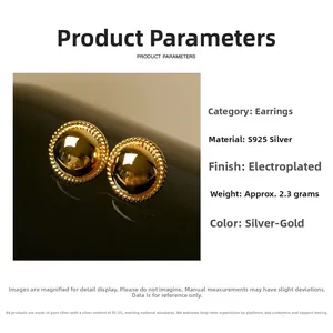 Macro detail of gold S925 silver stud earrings with vintage twisted rope texture edge