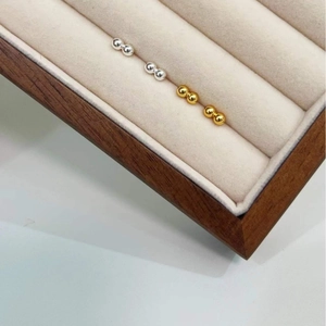 925 Sterling Silver Double Ball Stud Earrings Minimalist Geometric Bean Earrings For Women Electroplated Gold Silver Jewelry Gift