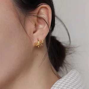 Boucles d'oreilles papillon en argent sterling 925 avec finition dorée pour femme