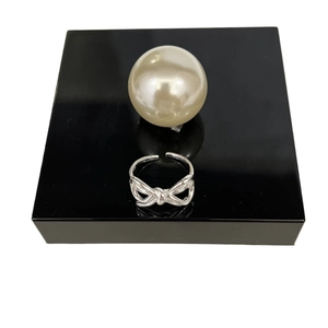 Bague élégante en argent sterling S925 avec nœud papillon et anneau ouvert réglable
