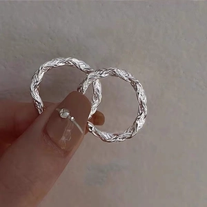 925 Sterling Silver Twisted Braided Open Ring For Women Minimalist Brushed Metal Adjustable Geometric Finger Ring Jewelry Gift