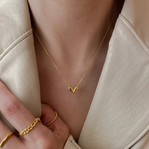 Minimalist 925 Sterling Silver Heart Pendant Necklace Korean Ins Style Electroplated O-Chain Necklace For Women Jewelry Gift