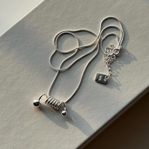 925 Sterling Silver Necklace For Women Minimalist Unique Spring Spiral Pendant Adjustable Snake Chain Korean Style Jewelry Gift