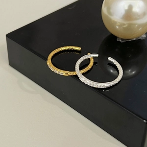 Luxuriöser 925 Sterlingsilber Strass Ring Für Damen Hammerschlag Muster Verstellbarer Offener Fingerring Modeschmuck