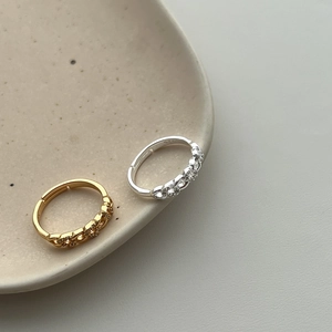 Minimalist S925 sterling silver chain ring with pavé diamonds in gold and silver