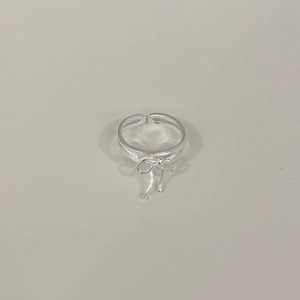 Minimalist 925 sterling silver double-band ribbon bow open ring for women