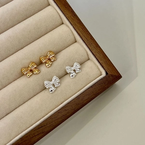 Bowknot Stud Earrings With 925 Sterling Silver Earring Post Elegant Pave Rhinestone Bow Earrings For Women Jewelry Gift