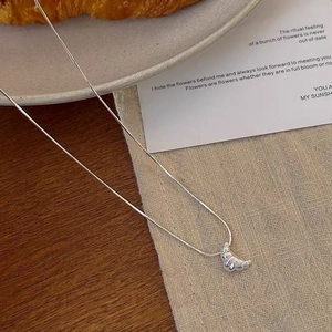 Collier Pendentif Croissant en Argent Sterling 925 pour Femme Minimaliste Français Bijoux Géométriques Plaqué Or Argent
