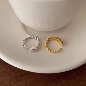Bagues torsadées minimalistes en argent sterling 925 finitions dorée et argentée