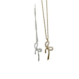 Elegante collana in argento sterling 925 con ciondolo a fiocco scintillante in oro e argento