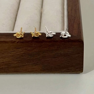 925 Sterling Silver Knot Stud Earrings For Women Minimalist Korean Style Gold Silver Plated Mini Simple Jewelry Gift