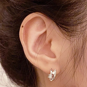 Elegant 925 sterling silver shooting star double loop earrings with zircon accents for women