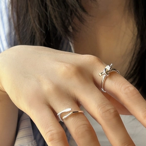 Bague nœud élégante en argent sterling S925 et ensemble de bagues minimalistes