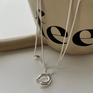 925 Sterling Silver Horseshoe Pendant Necklace For Women Minimalist U Shaped High Polish Geometric Chain Jewelry Gift