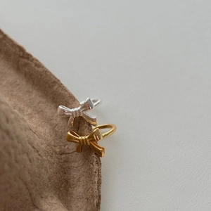 Elegant 925 sterling silver bow earrings set in gold and silver finish for women