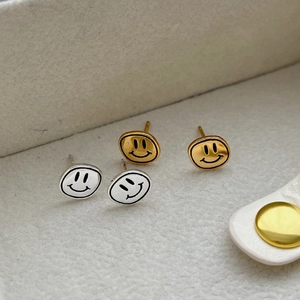 Boucles d'oreilles smiley minimalistes en argent sterling S925, parure or et argent