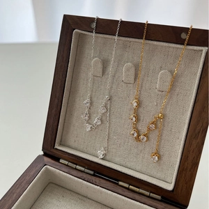 S925 silver adjustable heart necklaces with zircon stones in gold and silver finish
