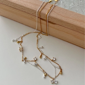 Collana Con Pendente a Nappina in Argento Sterling S925 Zircone Perla Artificial Elegante Catena a Girocollo Gioielli Donna