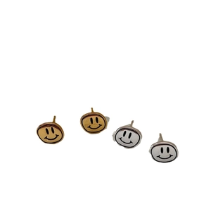 Boucles d'oreilles puces smiley minimalistes en argent S925 doré et argenté
