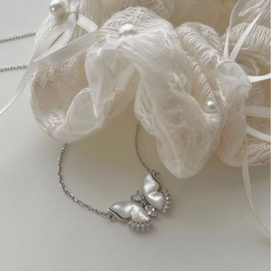Collier Pendentif Papillon Argent Sterling 925 Nacre Zircon Élégant Bijoux De Luxe Minimalistes Pour Femmes