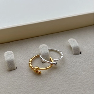 Minimalist 925 sterling silver ball rings in gold and silver finish set of two