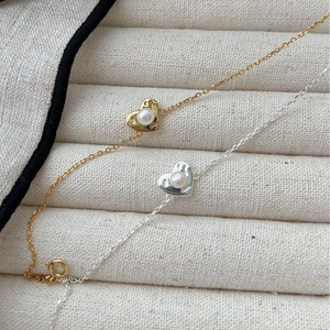 925 Sterling Silver Heart Artificial Pearl Bracelet For Women Adjustable Minimalist Thin Chain Elegant Jewelry Gift