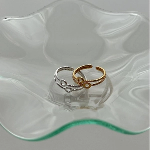 Minimalist S925 sterling silver double layer twisted wave open ring in gold and silver