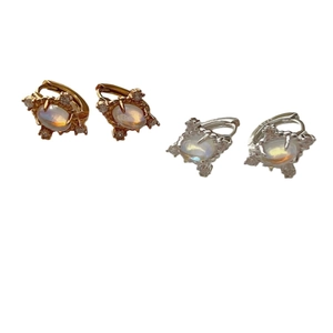 Boucles d'oreilles hexagramme en argent S925 avec pierre de lune en doré et argenté