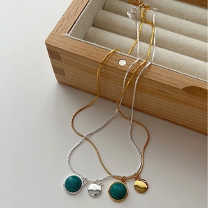 925 Sterling silver turquoise bead necklaces in gold and silver finish on wooden box